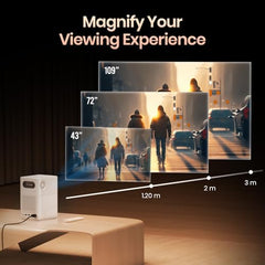Portronics Beem 450 Smart LED Projector with 1080p Full HD Resolution, Built-in Streaming Apps (Netflix, Prime Video, Hotstar), 4000 Lumens, Screen Mirroring, 3 Watt Speaker, Bluetooth, Wi-Fi (White)