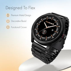 Fastrack MYND 1.93” AMOLED Display Smart Watch for Men & Women with AI Watch Faces,AI Chat,Offline Voice Commands,Curved Metallic Design,Functional Crown,BT Calling, Health Suite,100+ multisport modes