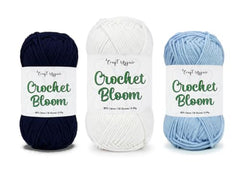 Craft Affair | Crochet Bloom Cotton Yarn 8ply (Each Color 2mm, 77Meter, 50Gram) 100% Pure Cotton | for Knitting Yarn | Craft & DIY Project: Grey, Pink, Off White