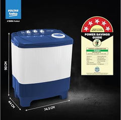 Voltas Beko, A Tata Product 6.5 Kg 5 Star Semi-Automatic Top Loading Washing Machine (WTT65UNX/OK3I0I0W01, Blue, Pulsator wash technology)