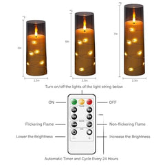 Flameless LED Pillar Candle Set of 2 | Acrylic Fiber Glass | Dancing Faux Wick | Remote Control with Battery Operated 3 AA | Home Décor & Gifting | 3" D x 6" H | Red