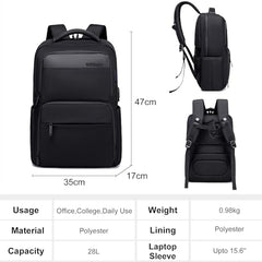 Arctic Hunter Backpack for Men Women 28L Medium Formal Business 15.6" Laptop Bag with Shockproof Pocket USB Port for Office Weekend Travel College Water Resistant,Black