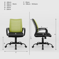 Green Soul Atom | Ergonomic Office Chair for Home & Office | 12 Months Warranty | Comfortable & Spacious Seat | Rocking-tilt Mechanism | Heavy Duty Metal Base (Black)