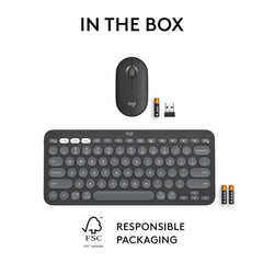 Logitech Pebble 2 Combo, Wireless Keyboard and Mouse, Quiet and Portable, Customisable, Logi Bolt, Bluetooth, Easy-Switch for Windows, macOS, iPadOS, Chrome -