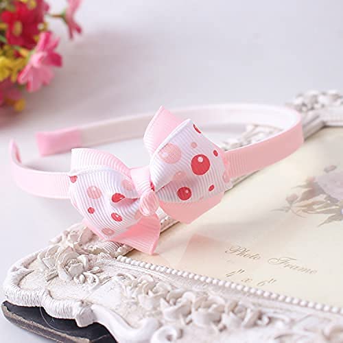 SYGA Bow and Flower Headband Thin Hair Wrap Cross Knot Fashion Hair Accessories-Infant Toddler Teens Kids & Girls-3pcs, NavyGrid Flower & RosePurple
