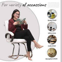 RATISON Special Director Principal Manager Office Visitor with arm Rest with Double Pipe Frame and Cushioned seat Back (2, Black, Double Pipe Frame)