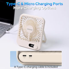 UN1QUE Slim Portable Desk Fan, 0-100 Speeds Adjustable Mini Fan, Rechargable Fan with Fragrance Function, Long Battery-life Personal Fan for Home Outdoor, An Aromatherapy Tablet Included