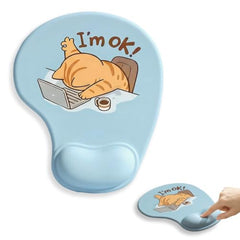 ZORBES® Mouse Pad with Wrist Support, Funny Cat Ergonomic Mouse Pad | I'm Fine Motivational Memo Design, Soft Gel Rest, Non-Slip Mouse Mat for Office Home