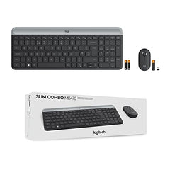 Logitech MK470 Slim Wireless Keyboard and Mouse Combo - Modern Compact Layout, Ultra Quiet, 2.4 GHz USB Receiver, Plug n' Play Connectivity, Compatible with Windows - Graphite