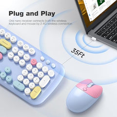 MOFII Wireless Keyboard and Mouse Combo, Full Size, 2.4GHz, Windows, Purple