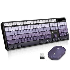 Portronics Key11 Combo Rechargeable Wireless Keyboard and Mouse Set, Bluetooth 5.3&2.4GHz Wireless,Type-C Fast Charging,Gradient Keys, Noiseless Typing, High Precision Mouse, for PC&Laptop(Grey)