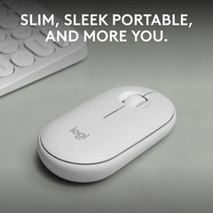 Logitech Pebble Mouse 2 M350s Slim Bluetooth Wireless Mouse, Portable, Lightweight, Customisable Button, 4000 DPI, Quiet Clicks, Easy-Switch for Windows, macOS, iPadOS, Android - Tonal Graphite