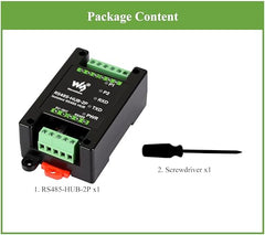 Industrial-Grade Isolated 2-Ch RS485 Hub, Expands 2-CH RS485 Sub Ports Via 1-CH RS485 Master Port, Supports RS485 Network Relay/Extension/Isolation Functions, Wide Baud Rate Range