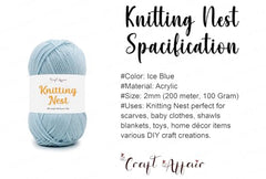 Craft Affair | Knitting Nest Acrylic Yarn (200 Meter, 100 Grams, 2mm) / Woolen Yarn/Acrylic Yarn for Knitting and Crocheting-Olive