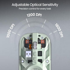Portronics Toad 8 Transparent Wireless Bluetooth Mouse with Dual Wireless (BT + 2.4 GHz), Rechargeable Battery, Noise-Free Clicking, Show/Hide Desktop, Multi-Device Pair, Adjust Sensitivity (Grey)