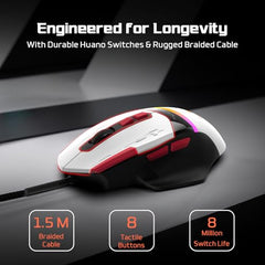 EvoFox Blaze 2 Plus Wired Gaming Mouse, 16,000 DPI, 1000Hz Polling Rate, 8 Programmable Buttons, RGB Lighting, Lightweight 98g, 220 IPS, 30G Acceleration, Windows & Mac Web Customization App