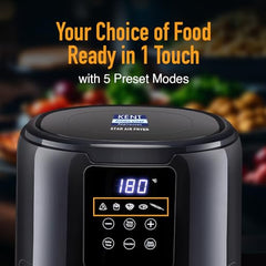 KENT Digital Air Fryer 5L | 1400W | Bake, Grill & Roast | Up to 80% Less Oil Usage | 8 Preset Menu | Rapid Heat Circulation | Digital Display & Touch Control Panel | Glass Window with in built Light