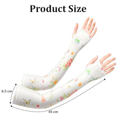 MOMISY Hand Gloves for Sun Protection, UV Protection Arm Sleeves for Women Bike Riding, UPF50+ Ice Silk Cooling Summer Gloves Woman Hand Cover Arm Sleeves for Driving, Golfing, Sports (Beige)