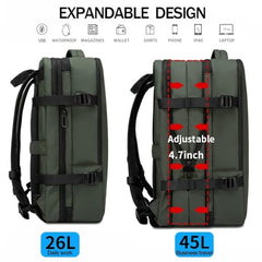 Red Lemon Titan Ultrafit Plus Bange Series 15.6-inch Laptop Bags Backpacks for Men and Women 45L Outdoor and Camping 3in1 Office Bags,Travelling,Backpack (With Bottle Holder), Black