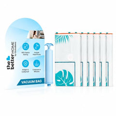 The Better Home Vacuum Storage Bags Medium Size with Hand Pump (Pack of 5) | 70x50cm Fresh, Odor-Free Compression Bags for Clothes, Blankets & Bedding | Space Saver Airtight Storage Organizer