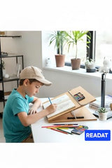 READAT Wooden Laptop Stand Table top Desk Organizer for Writing/Sketching Stand || Wooden Desk Organizer (Cream, 21x15 inches)
