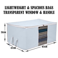 Kuber Industries Leheriya Design Underbed Storage Bag, Storage Organiser, Blanket Cover Set Of 3 (Royal Blue, Non-Woven), 65 x 47 x 33 Centimeters