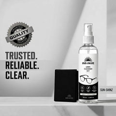 SUN-SHINZ Lens Cleaner Kit – 100ml Streak-Free Spray + Microfiber Cloth | Smudge-Free & Anti-Static Formula | Safe for Eyeglasses, Sunglasses, Camera Lenses & Phone Screens