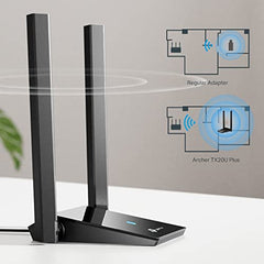 TP-Link AX1800 Wi-Fi 6 Dual Antennas High Gain Wireless USB 3.0 Adapter, Dual-Band, Auto Driver, MU-MIMO, Low- Latency, 1-Meter Cable, Supports Windows 10/11, Highly Secure WPA3 (Archer TX20U Plus)