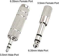 LipiWorld® Headphone Adapter 6.35mm Male to 3.5mm Female and Audio Stereo Plug 3.5mm Male to 6.35mm Female (Available Color 6 Pieces Combo)