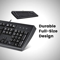 Perixx PERIBOARD-107 PS/2 Wired Keyboard – Full-Size US Layout with Curved Keys – Durable Plug & Play Classic Keyboard for Legacy PC Systems – Black, 104 Keys