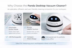 5 LEAFé : JOURNEY TO HEALTH Panda Mini Vacuum Cleaner for Desk (with Nozzle), 500 Pa Powerful Suction, USB Rechargeable Handheld Table Dust Cleaner for Keyboard, Laptop, Car Interior