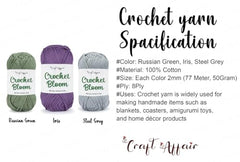 Craft Affair | Crochet Bloom Cotton Yarn 8ply (Each Color 2mm, 77Meter, 50Gram) 100% Pure Cotton | for Knitting Yarn | Craft & DIY Project: Grey, Pink, Off White