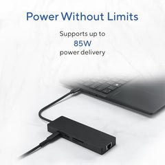 ASUS DC210 8-in-1 USB-C Dock, with 4K@60Hz HDMI 2.1, 100W PD, Gigabit Ethernet, USB-A & USB-C Ports, SD/MicroSD Reader, Braided Cable, – for All Type C Devices- MacBook,Laptop, Black, 2 Year Warranty