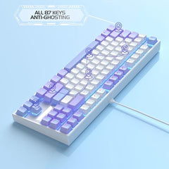 MageGee 75% Mechanical Gaming Keyboard with Brown Switch, LED White Backlit Keyboard, 87 Keys Compact TKL Wired Computer Keyboard for Windows Laptop PC Gamer - Retro Grey/White