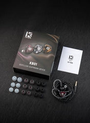 KBEAR KB01 in-Ear Monitor Wired Earphones, Beryllium Diaphragm Dynamic Driver HiFi Headphones Clear Sound Good Bass Wired Earbuds for Musicians Singer Stage with OFC Cable/Resin Cavity