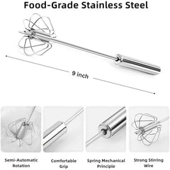 Hand Blender – 9 Inch Stainless Steel Automatic Hand Blender for Kitchen | Lassi & Butter Milk Maker | Egg Beater & Mixer for Juices, Shakes, Coffee Froth, Everyday Cooking (Silver)