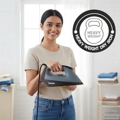 Baltra Casual 750 Watts Dry Iron | Non Stick Coated Soleplate | Light Weight | Adjustable Temperature Control | Cotton Braided Swivel Cord | Press Iron for Clothes | 2 Years Warranty