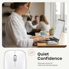 SATECHI Slim EX Wireless Mouse, Bluetooth & 2.4 GHz, Quiet Clicks, Silver