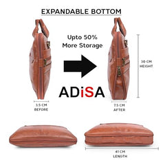 ADISA Laptop Bag for Men - Faux Leather Office Messenger Briefcase with Laptop Compartment for Work, Business, Corporate & Professional Use (LB6050)