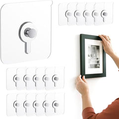 VARENYYA Hanging Hooks Without Drilling, Self Adhesive Hooks for Wall Heavy Duty Strong Nail Free, Kitchen Accessories Items (Hanging Hook, Transparent) Stainless Steel (Flower Hook, 10-pcs)
