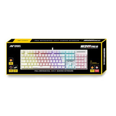 Ant Esports MK3400 Pro V3 Mechanical RGB Gaming Keyboard, 104 Keys-Red Switch, Multicolour Backlit, Anti-Ghosting, USB Wired, Media Keys, 12 LED Modes, for PC, Mac, Windows, Linux – White