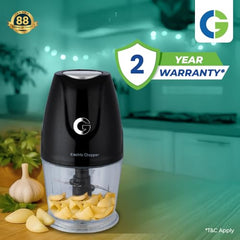 CG - CHADR300 Adrina 300W Electric Vegetable Chopper Cutter, Chop, Mince, Dice, Whisk,Twin Blade, Large 400ML Bowl, OneTouch Operation, Compact Design, 2Yr Manufacturer Replacement Warranty - Black