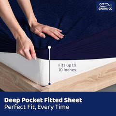 GADDA CO 100% Waterproof Premium Cotton Feel Mattress Protector King Size 78x72 Inch|Ultra Soft Breathable & Fitted Bed Protector Terry Cover Double Bed (6.5x6 feet, Fits 10 Inches, Grey)