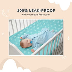 R for Rabbit Waterproof Quick Dry Sheet for Baby | Anti-Piling Fleece Breatheable Fabric Extra Absorbent Instant Dry Baby Bed/Cot Protector Mat (Size-S,Green-Grey,Pack of 2 Combo)