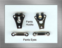 M Fabrics Stainless Steel Pant Trouser Hooks (Silver, 2-Part Sew-On, Set of 20) | Rust-Free Fasteners for Pants, Shorts, Dresses & Garments