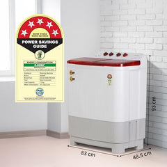 SHARP 9.0 kg, 5 star, Semi-Automatic Top Loading Washing Machine with HydroBlast Wash, Quadroniq Pulsator, 1300 RPM (ES-SD90NB-PR, Ruby Red, Pure Wave)