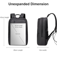 Arctic Hunter Slim Laptop Backpack for Men Women Lightweight 18L Expandable Backpack Shockproof 15.6" Laptop Pocket Water-resistant Daypack Compact Computer Bag for Casual Office Daily College, Black