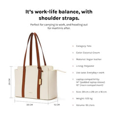 MOKOBARA Sunflower Tote 18L Laptop Bag 14 Inch Office Travel Handbag Beige | Stylish Purse College Girls Ladies Shoulder Bag Latest Waterproof Vegan Leather Tech Sleeve Luggage Strap Organizer Pocket