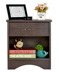 DeckUp Plank Bei Engineered Wood Bed Side Table and End Table (Walnut and White, Matte Finish)