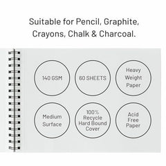 Anupam SketchO Sketch Book A4 Top Wiro Bound Drawing Book Acid Free Paper 140 GSM Professional-Grade Sheets or Artists, Professional (60 Sheets, 120 Pages)
